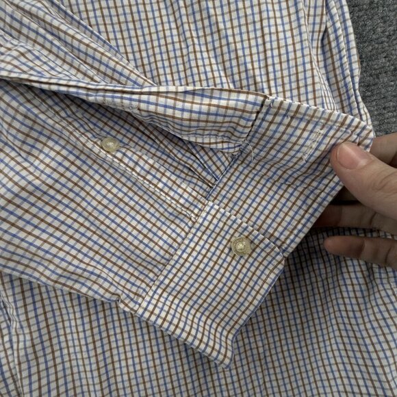 Vineyard Vines Cotton Long Sleeve Button Up Shirt Men Blue Brown Slim Fit Whale - Picture 10 of 12